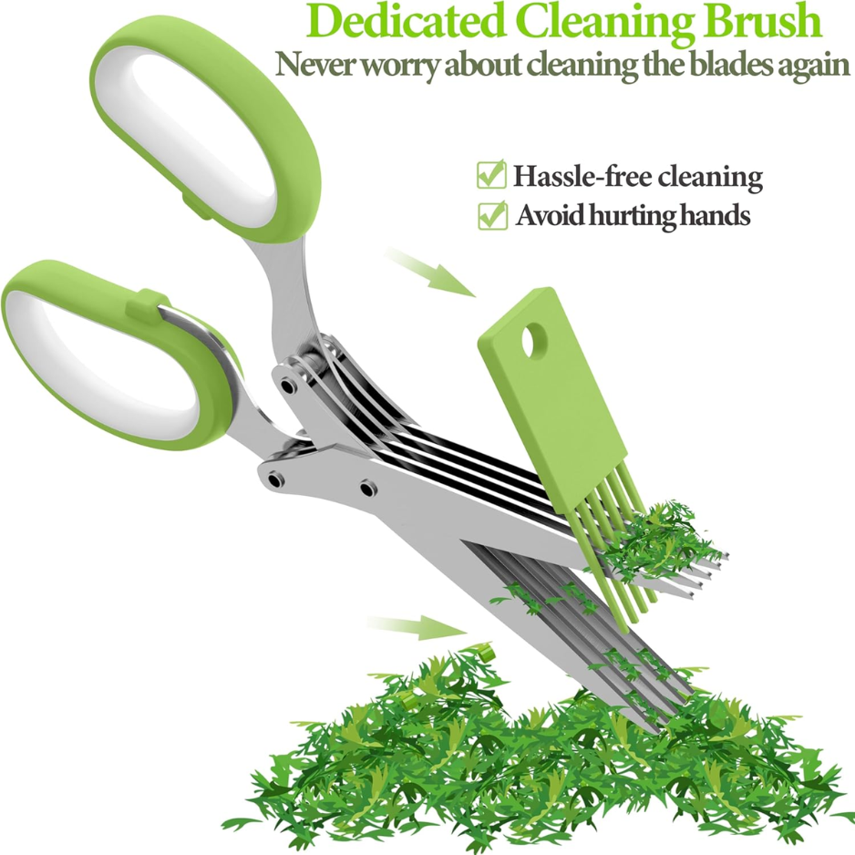 Ciseaux à herbes en acier inoxydable modernisés Ciseaux à herbes multiples et outil de cutter pour la cuisine P