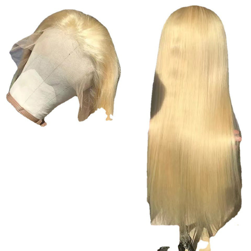Avant Dentelle Lumière Dorée Long Droite Cheveux Complet Perruque Cap