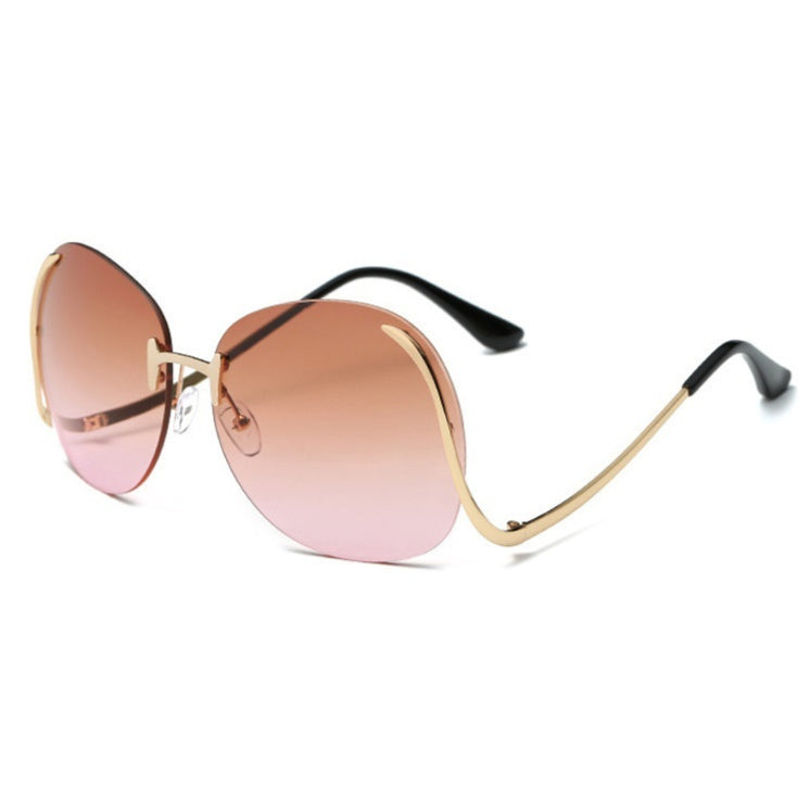 Lunettes de soleil sans cadre à jambe courbée Verres décoratifs