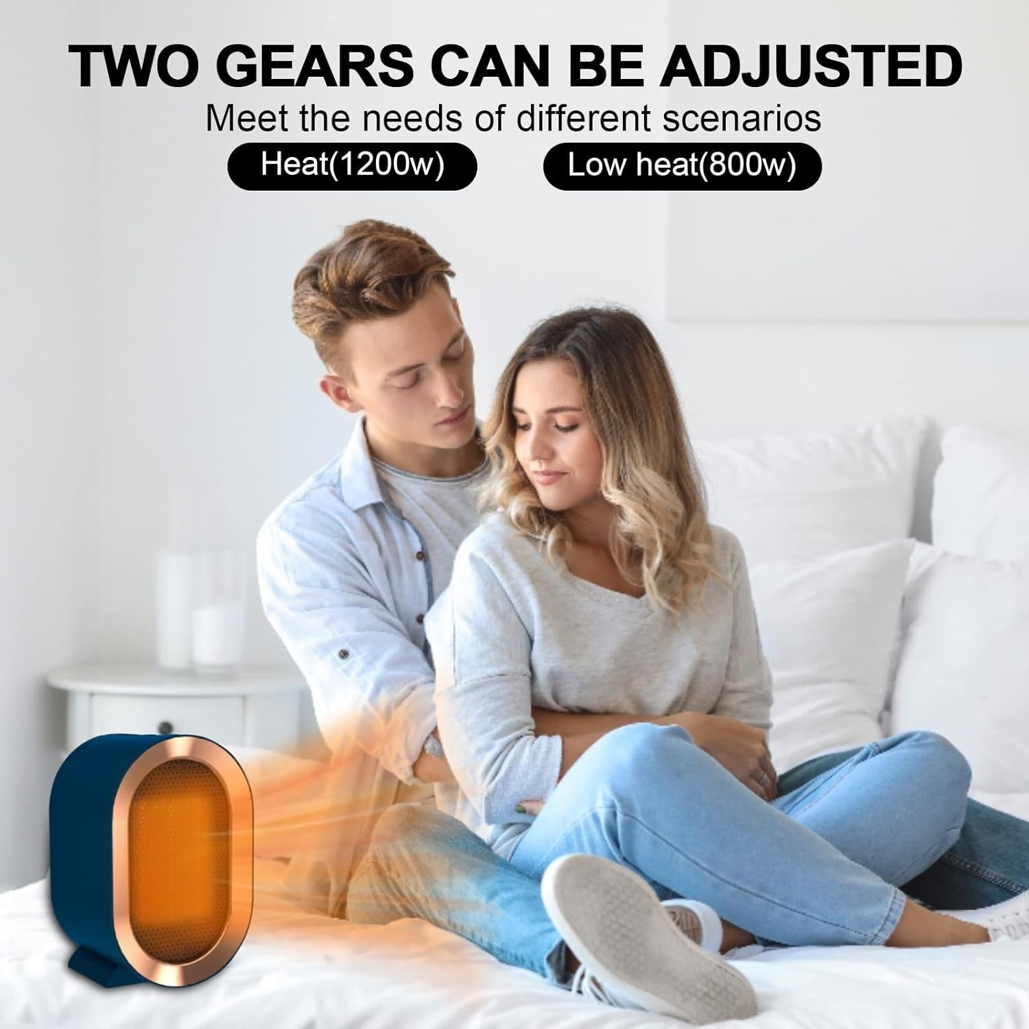 1200W Chauffe-espace électrique Céramique basse énergie Ventilateur de chauffage rapide Télécommande portable