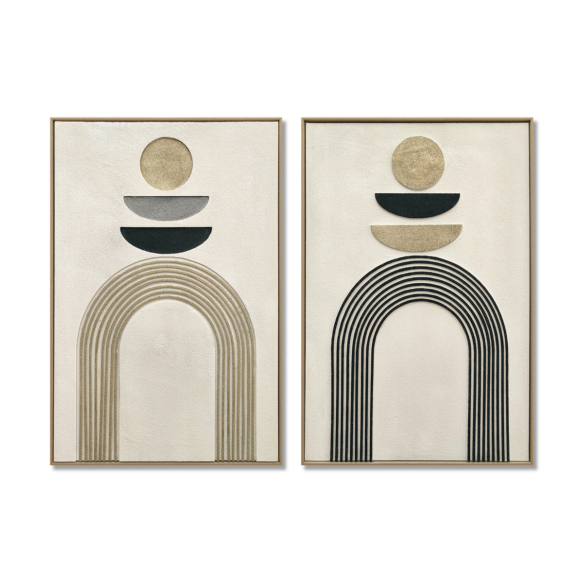 24x36 Ensemble de 2 Art mural Boho abstrait encadré