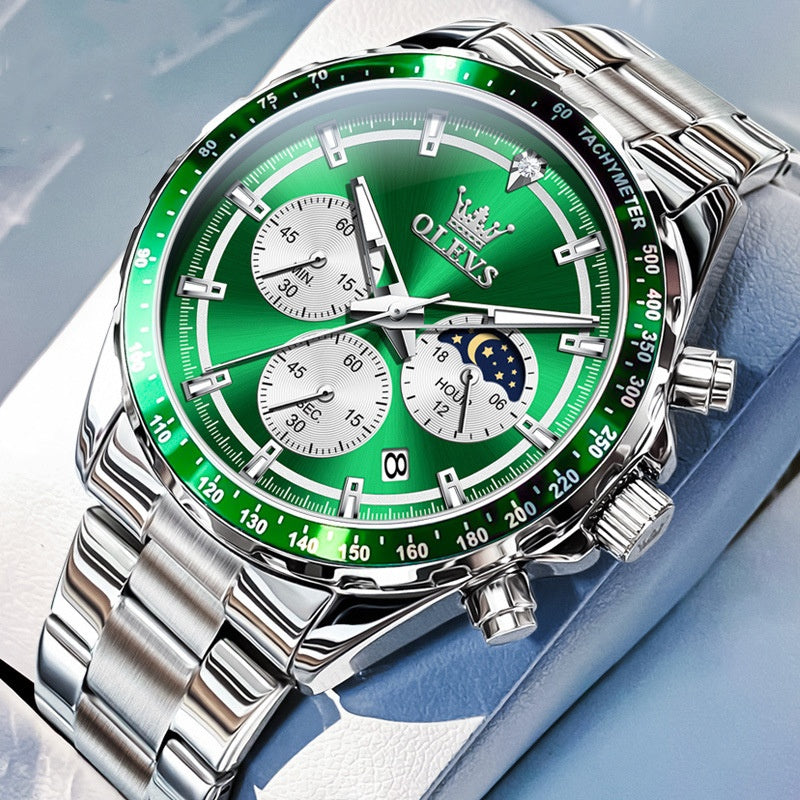Multi-fonction sport Quartz hommes automatique montre bracelet en acier