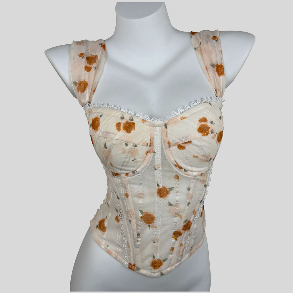 Corset encastré en dentelle à l'abricot