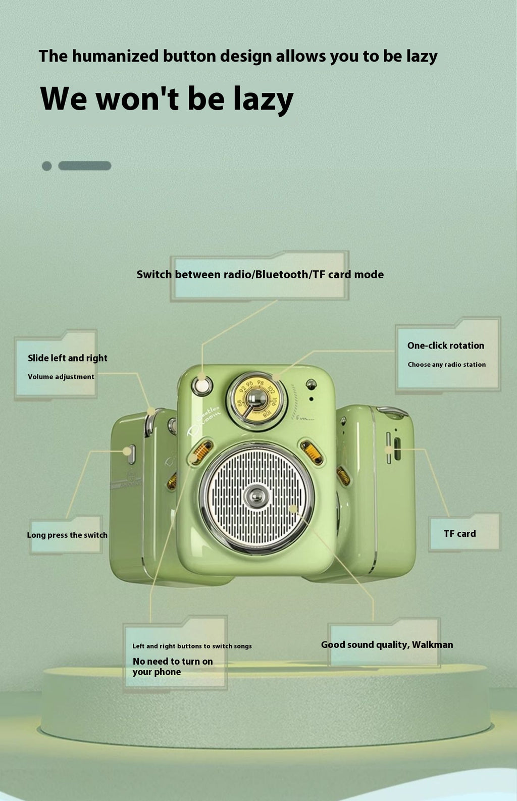 Radio audio portable mini Bluetooth