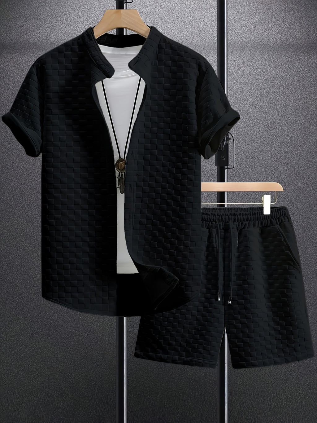 Chemise à manches courtes Jacquard pour hommes