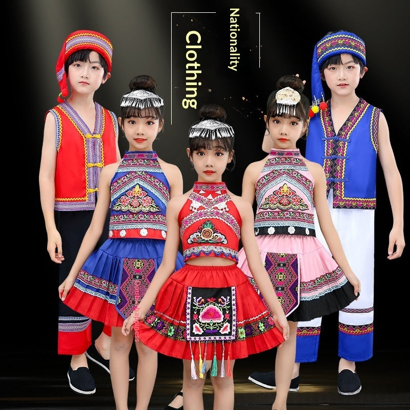Enfants 1er juin Costume de minorité ethnique pour filles Miao