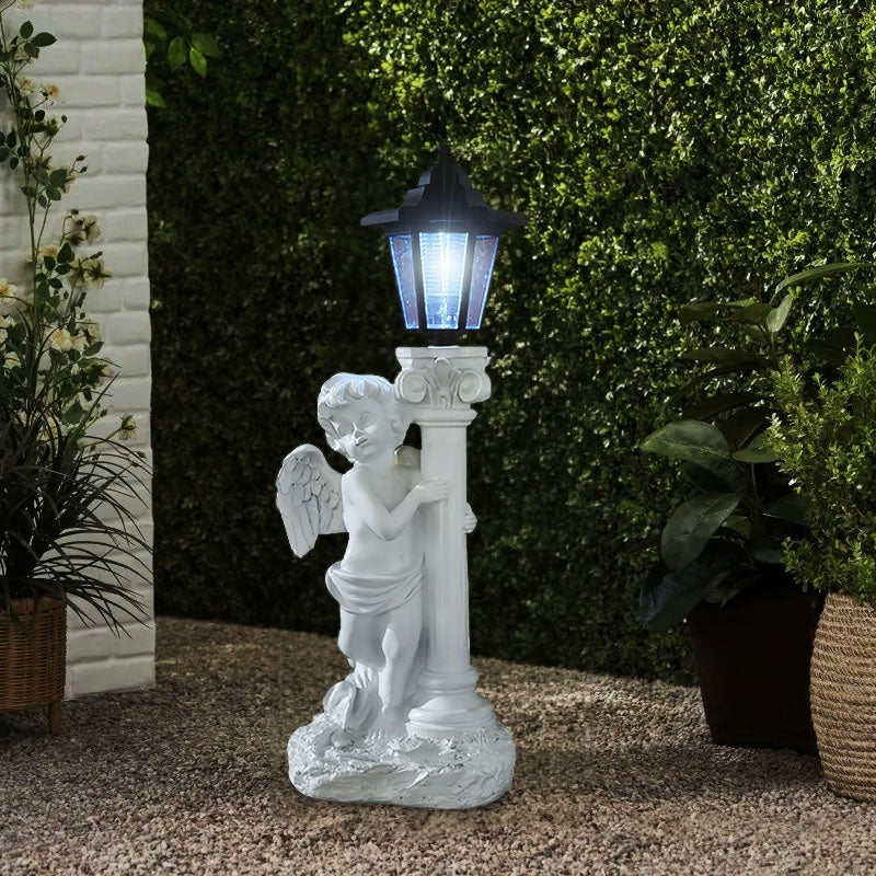 Ancienne colonne romaine Angel Lampe solaire ornement Jardin Balcon Paysage Lumière