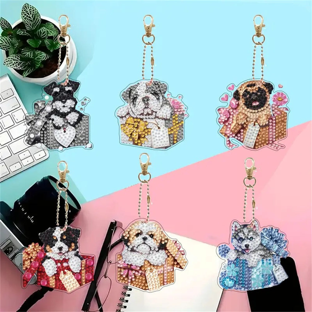 Porte-clés de peinture diamant bricolage - Motif animal