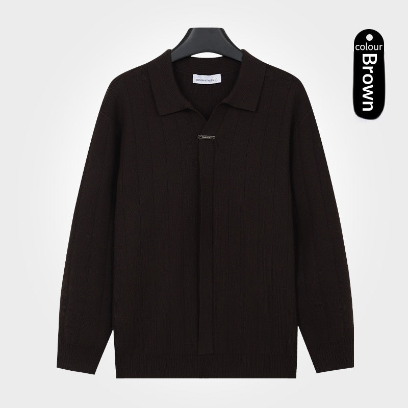 Hommes AutomneHiver Lapel tricoté Cardigan Casual Top