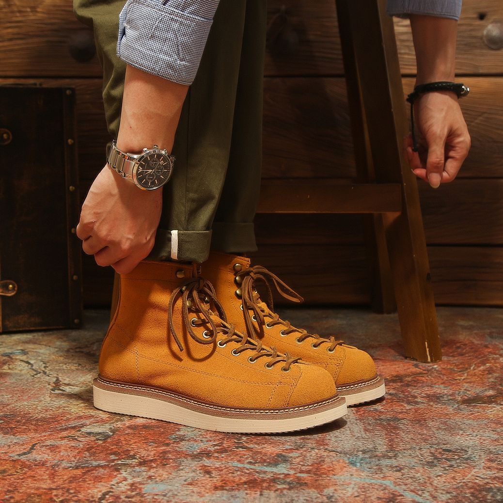 Platform Heightening Vintage Suede Breathable High-Top Work Boots
