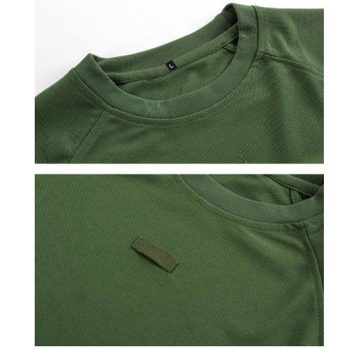 T-shirt noir manches courtes T-shirt pour hommes Entraînement porter Fan militaire Col d'équipage