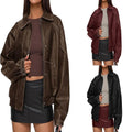 Veste PU femmes Zip-up Casual manteau en cuir
