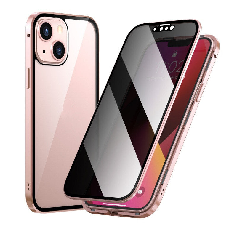 Protection de la vie privée Magneto Phone Case Double face métal cadre