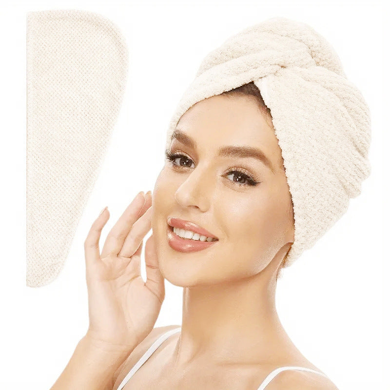 Casquette de séchage des cheveux de Fleece de corail pour femmes