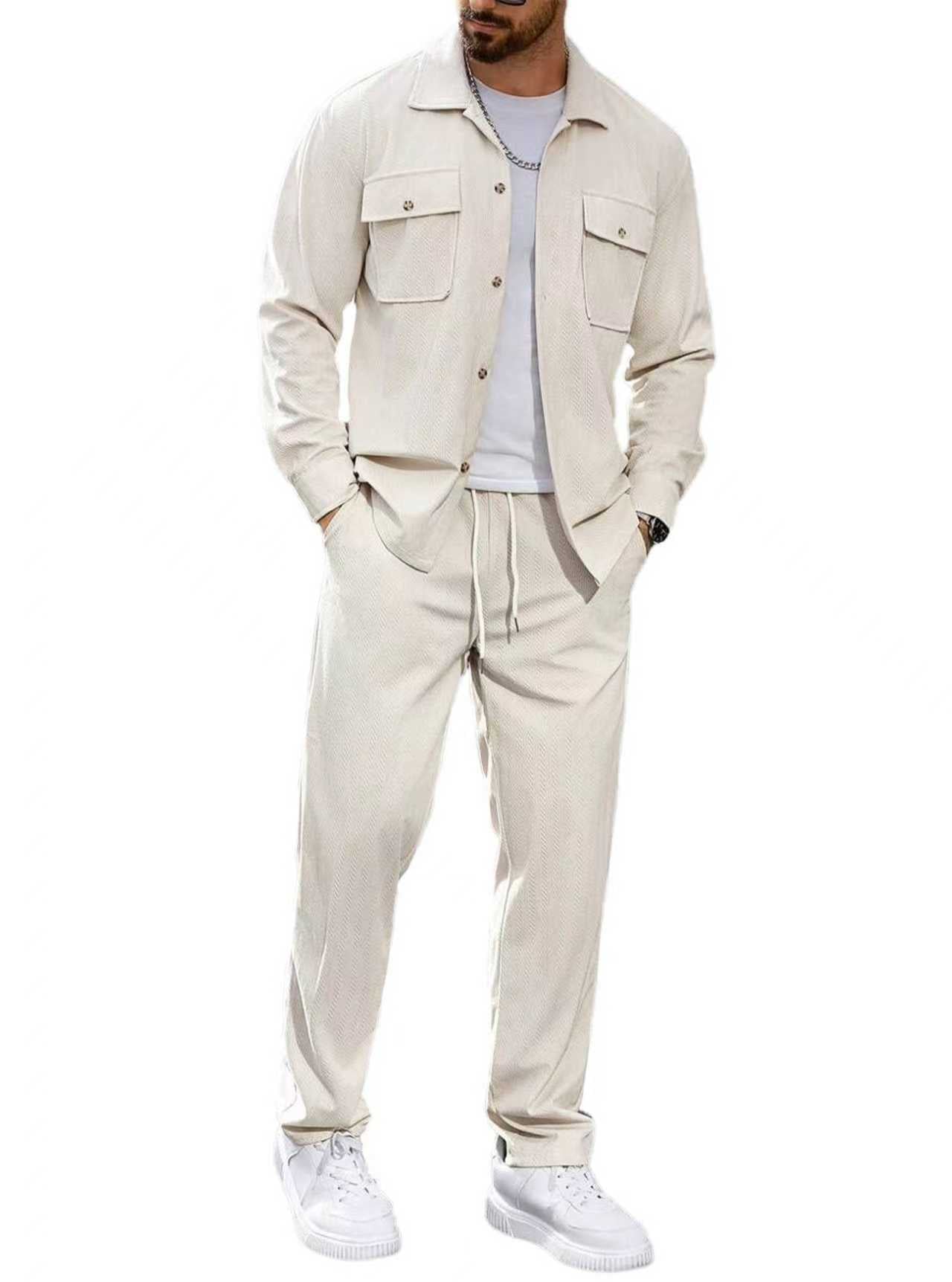 Veste de sport casual pour hommes et pantalons à jambe droite