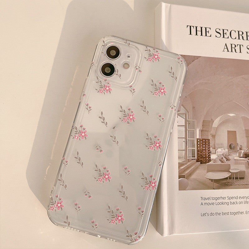Petit étui de téléphone souple transparent Floral