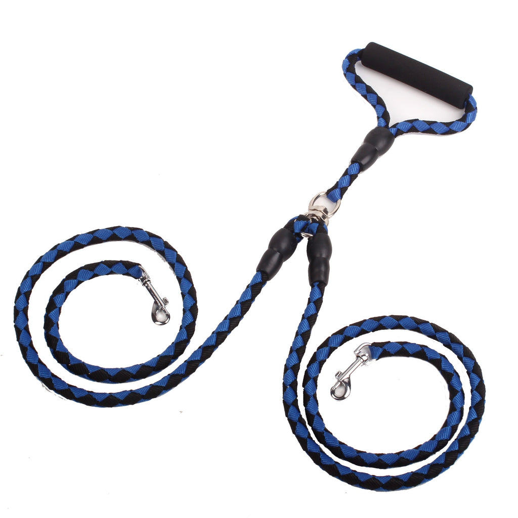 Tresse ronde tressée Pet laisse avec un à deux design pour marcher deux chiens