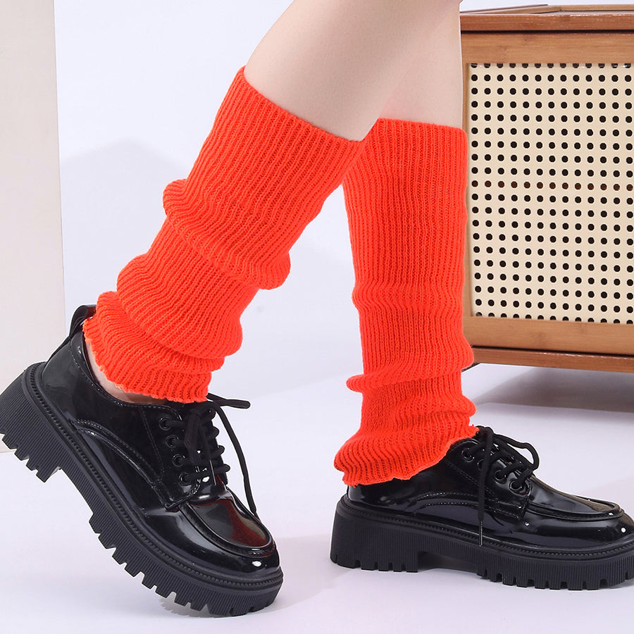 Hiver Mode Ribbed Knitted Vente Harajuku Neon Chaussettes longues Hiver Botte Gaiters Clubwear W
