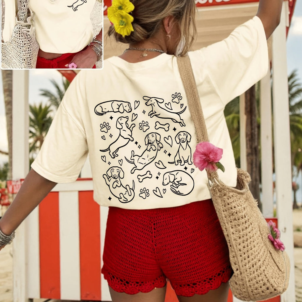 Hommes et femmes Été Casual T-shirt imprimé à double face