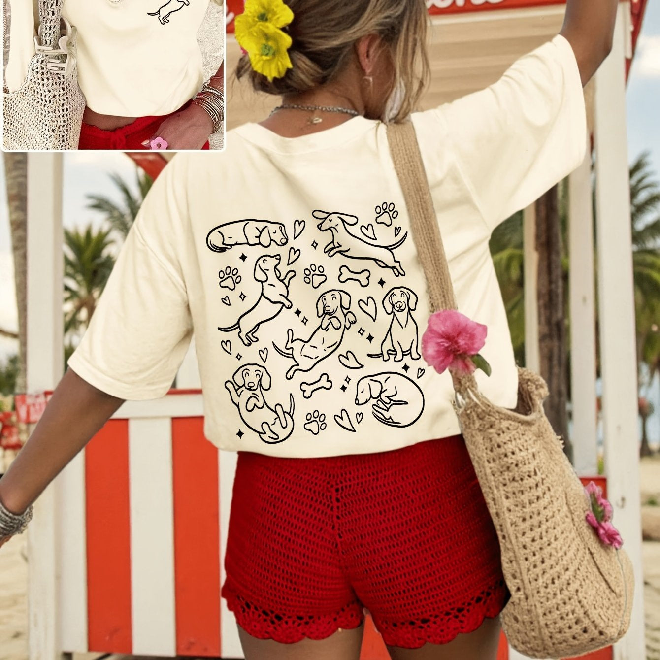 Hommes et femmes Été Casual T-shirt imprimé à double face