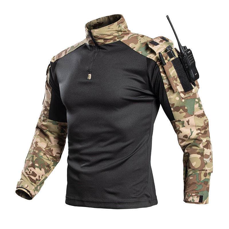 Robe de grenouille T-shirt à manches longues de camouflage d'été avec col debout Sportswear Outdoor L