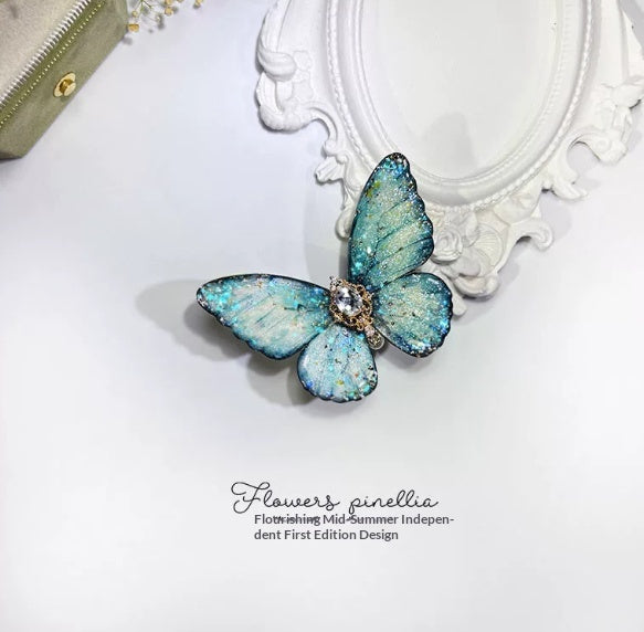 Bleu clair Aqua Butterfly Cheveux pétillants Petit bec de canard Clip