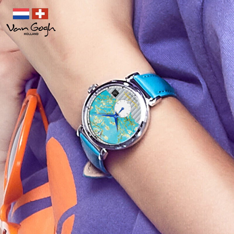 Van Gogh Petites Secondes Bracelet en cuir à main Montres pour femmes