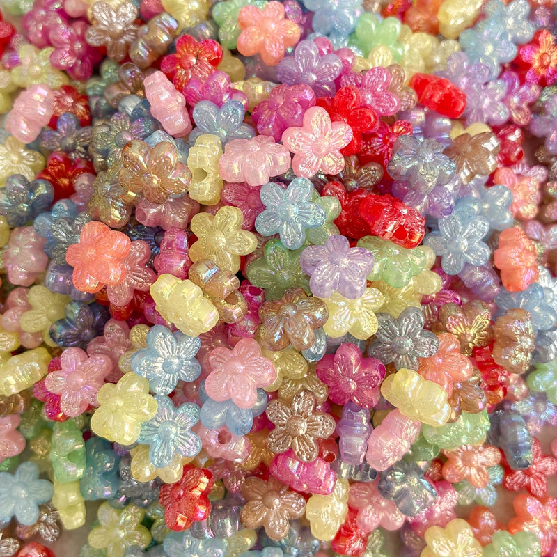 10mm couleur mixte perles de fleurs acryliques cinq-pieds