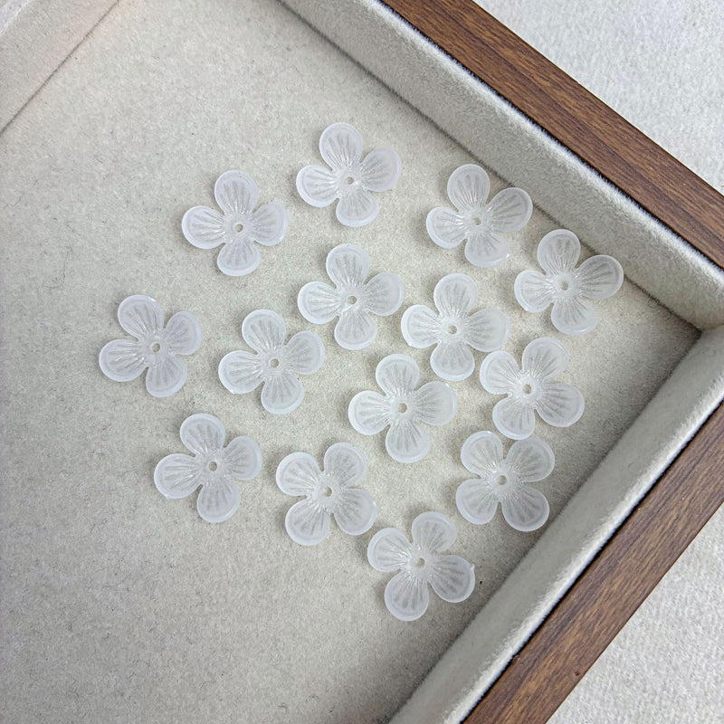 Perles de fleurs acryliques 4-Petal givrées