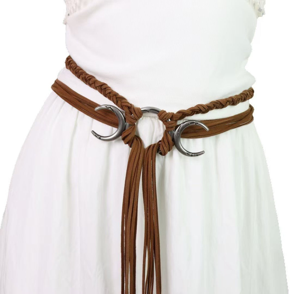 Ceinture tissée en métal de forme de serpent rétro pour femmes