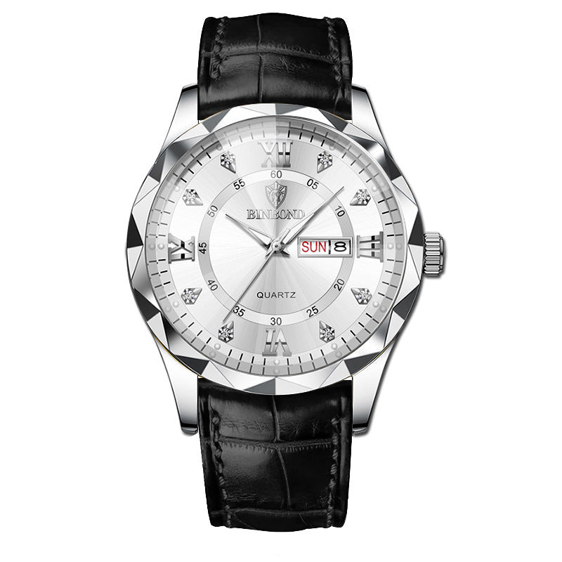 Véritable montre Quartz d'étudiant homme en cuir imperméable à l'eau
