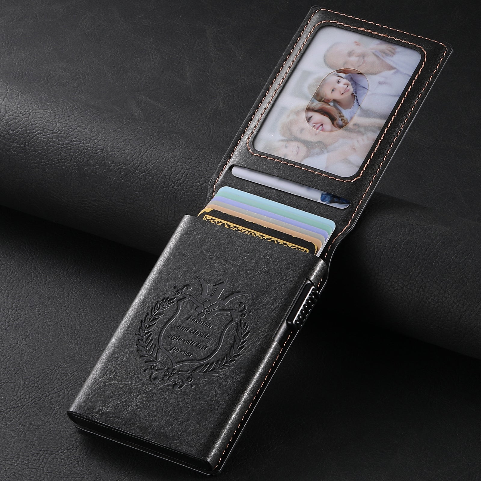 Porte-cartes en cuir pour la cire d'huile de grain brillant