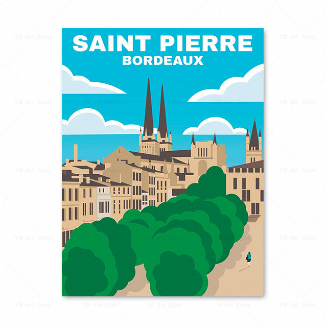 Vieille affiche de voyage toile peinture photo d'art