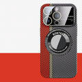 Magnétique fibre de carbone Grande fenêtre cas de téléphone gelé
