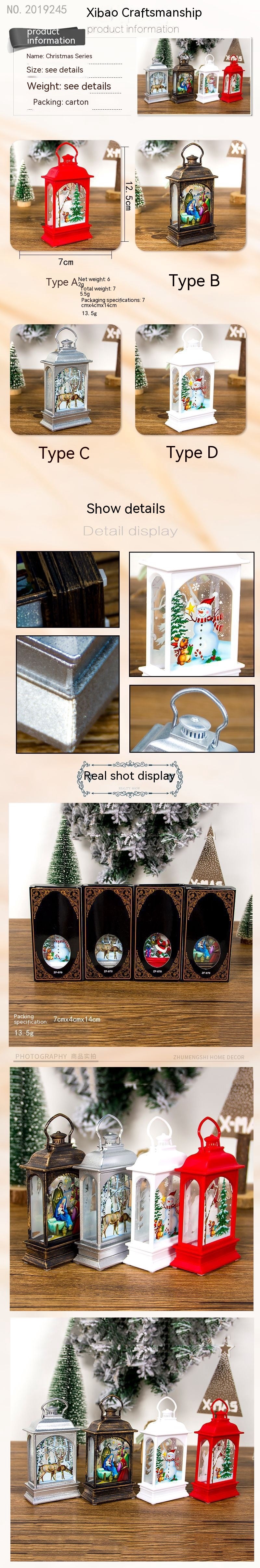 Décorations de Noël Portables Ornements transparents peints de Noël