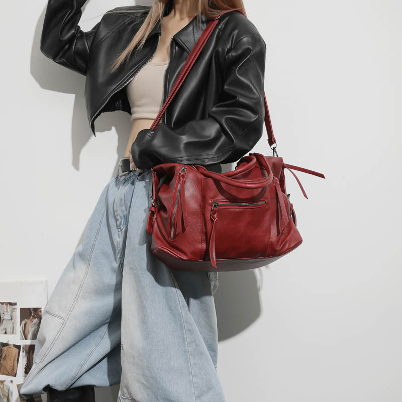 Mode de style moto Sac à main femme de grande capacité