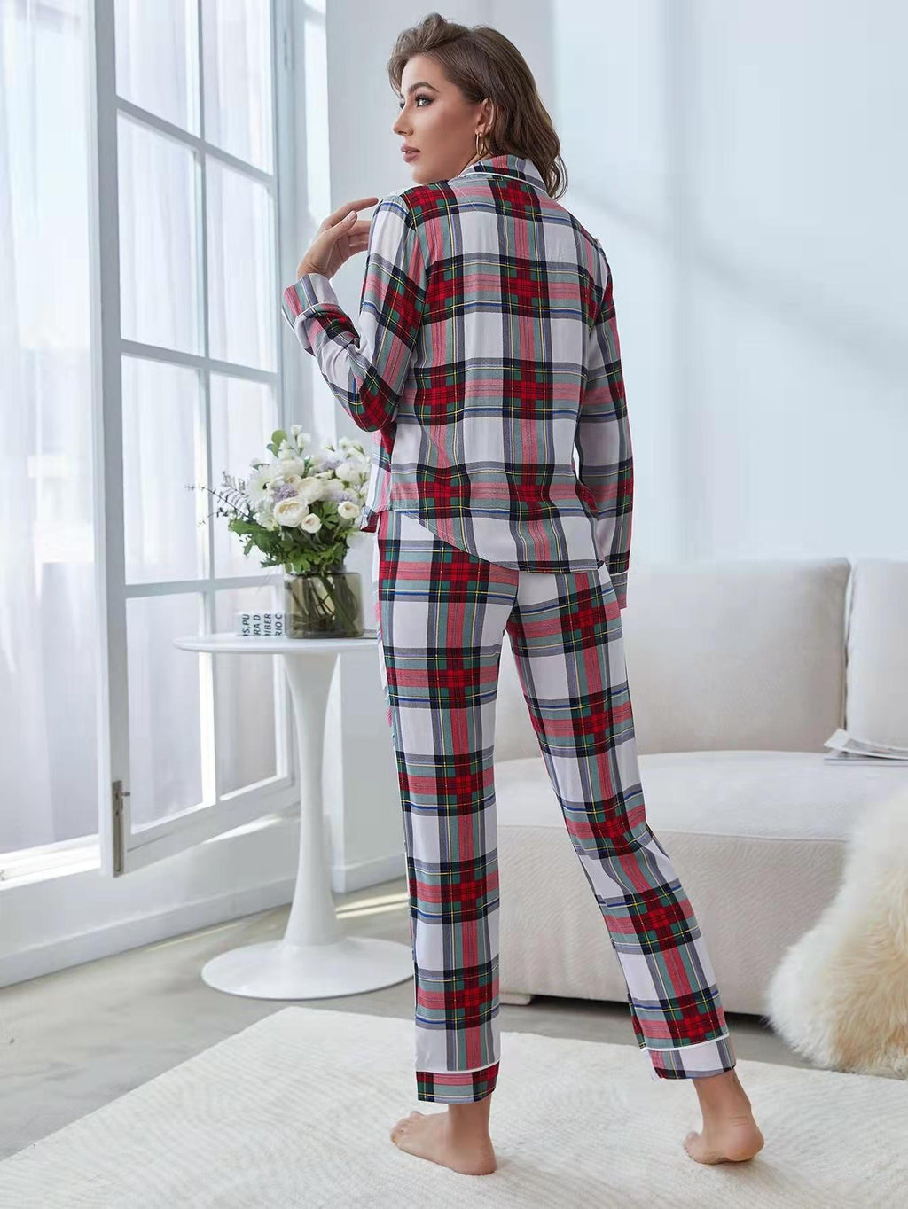 Women's Casual Color Block Cardigan Loungewear Set