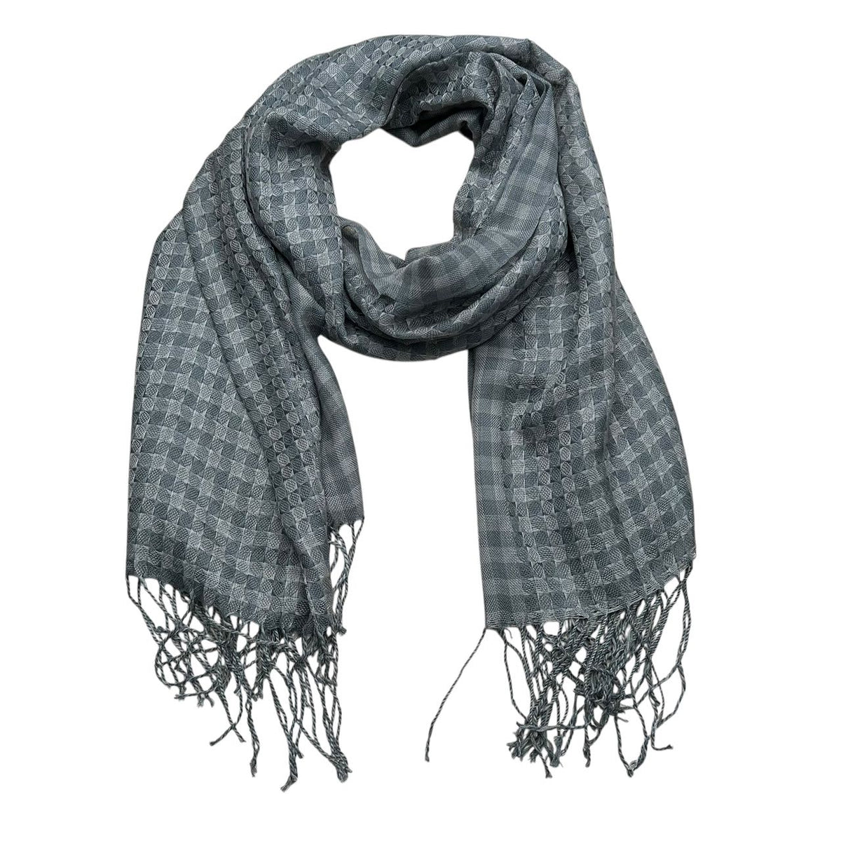 2pcs Deep Fringe Adds Movement Grey Acrylic Scarf with Fringe