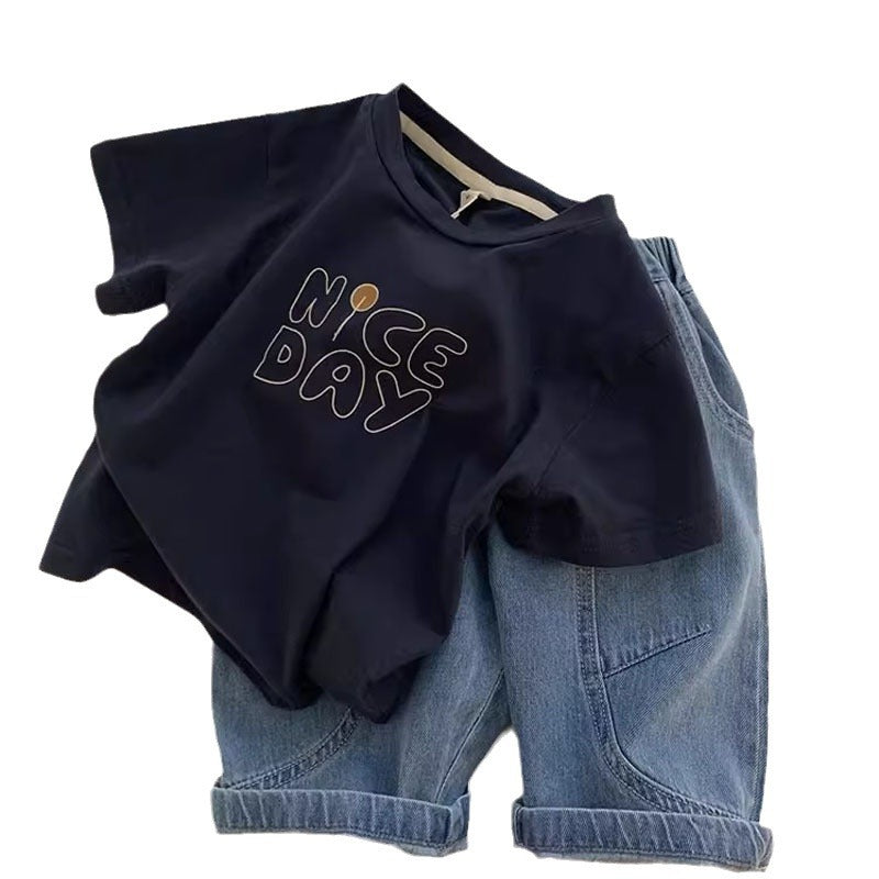 T-shirts en coton élégant d'été à manches courtes pour garçons et filles