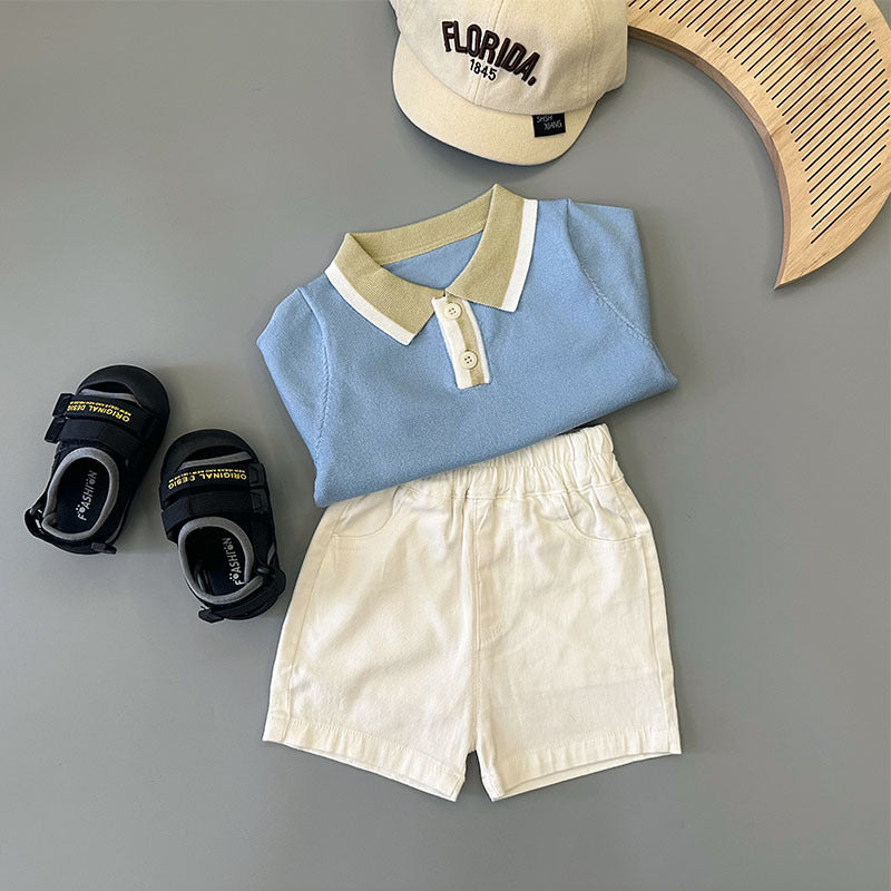 Top et shorts à manches courtes tricotés bébé
