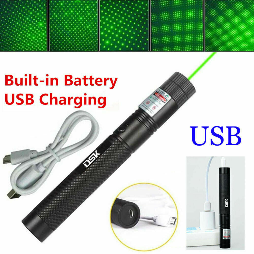 Stylo pointeur laser vert lampe USB rechargeable 990Miles 532NM Astronomie Lumière de faisceau visible