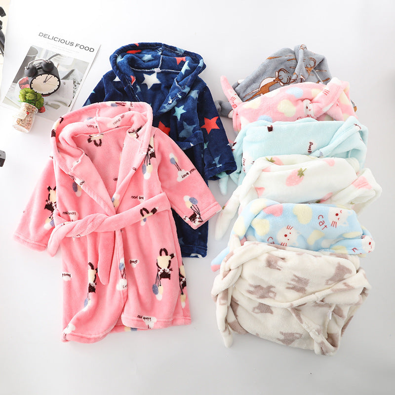 Enfants Vêtements Maison Vêtements Flannel Hommes Femmes Hoodie Coral Velvet Robe de nuit
