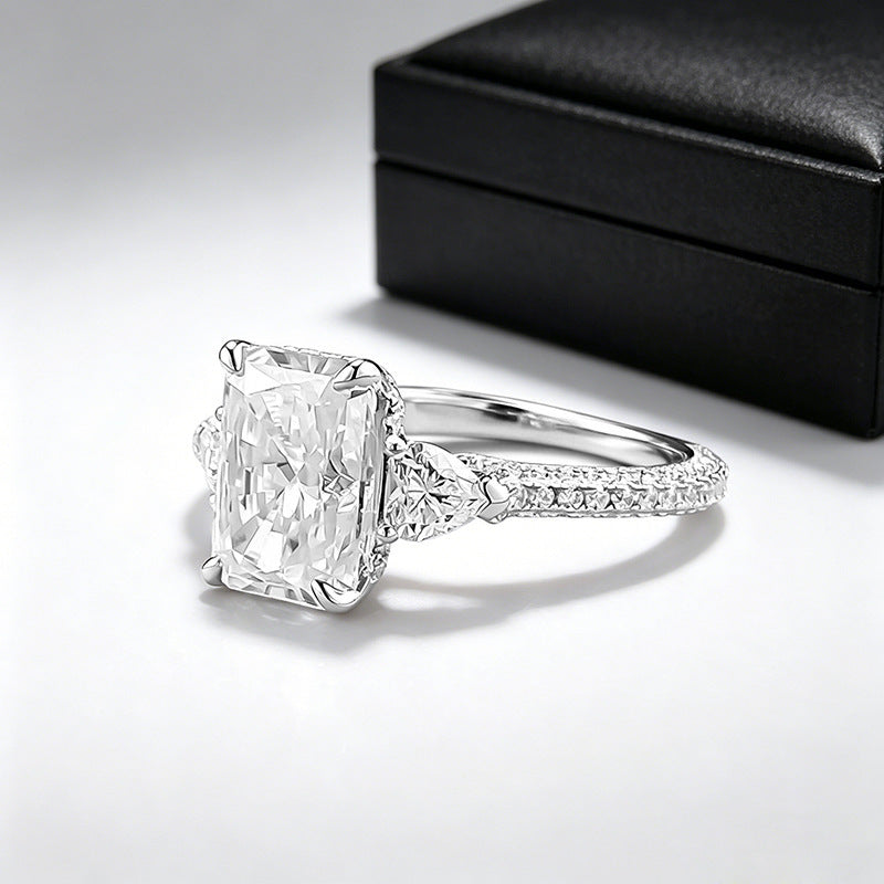 S925 Argent Long Rond Pointé-bottom 35-carat Moissanite Anneau de couleur D