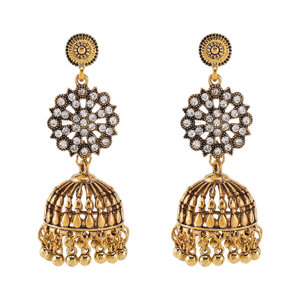 Boucles d'oreilles retro florales en strass