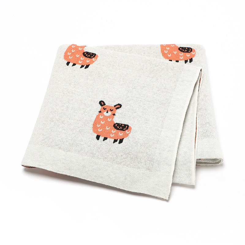Cute Alpaca Baby Knitted Swaddle Blanket