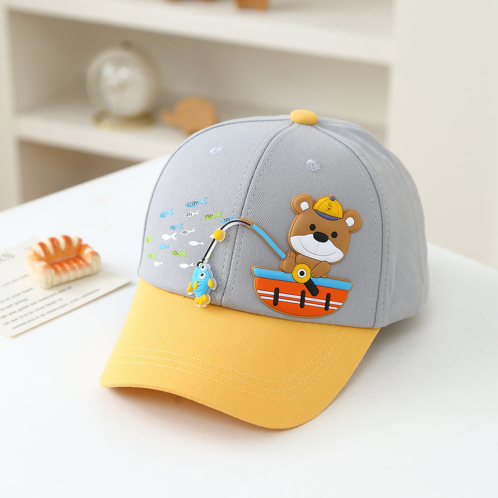 L'été de la pêche à la caricature pour enfants Teddy Bear Patchwork Cap de baseball pour bébé convient à Outd