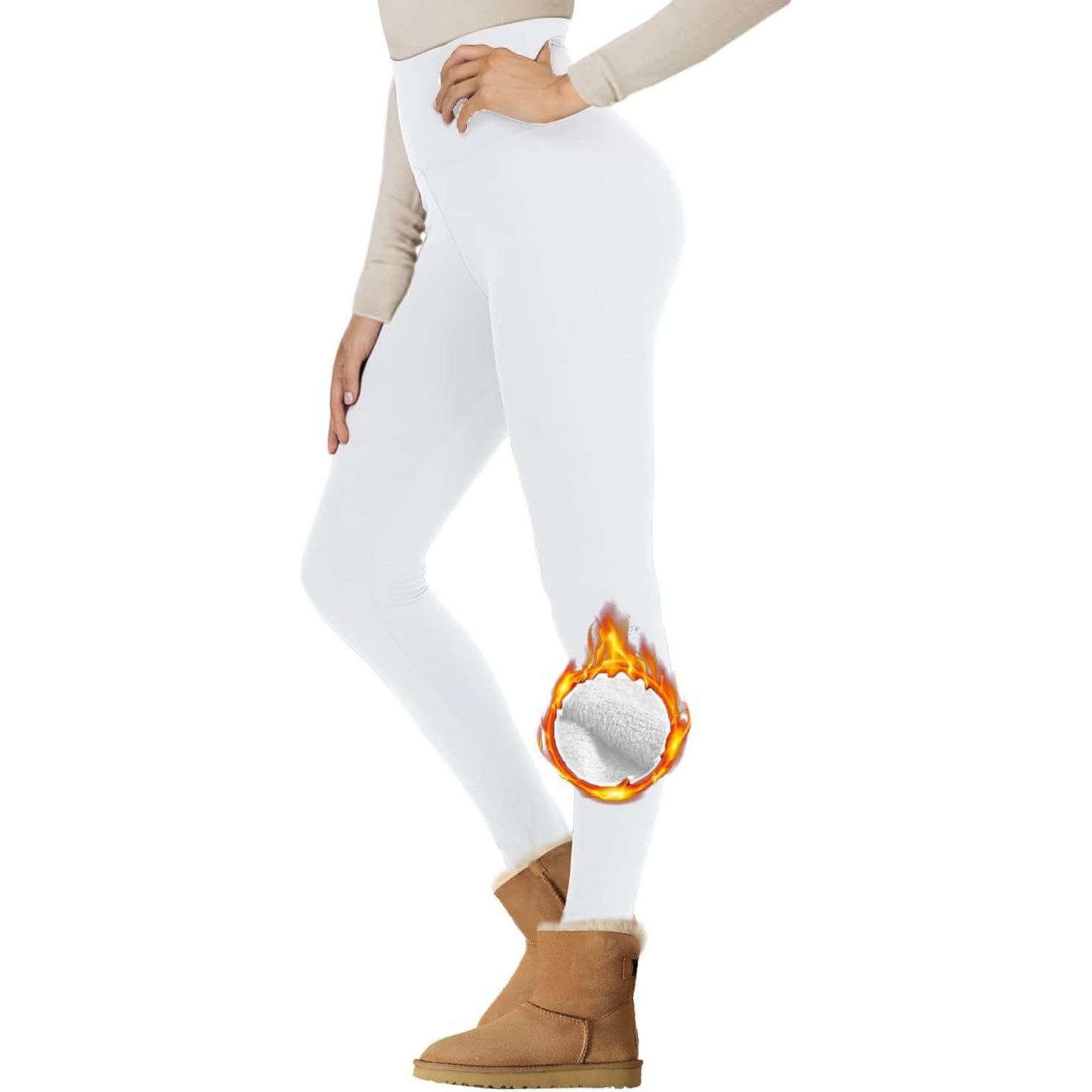 Velours Leggings rembourrés femmes haute taille hiver