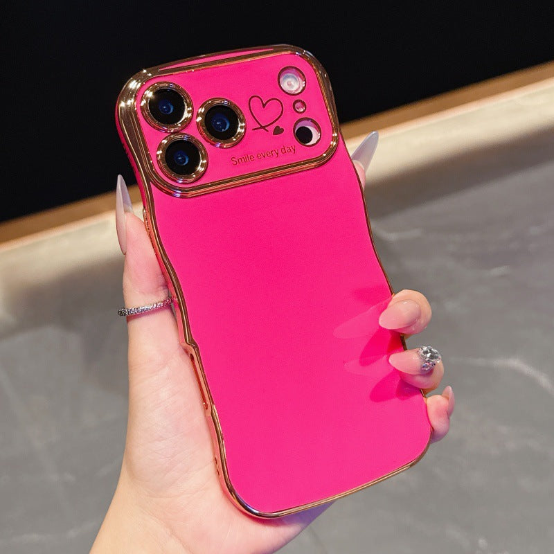 Couverture de protection anti-dérapante pour téléphone à double cœur à ondes électroplaquées