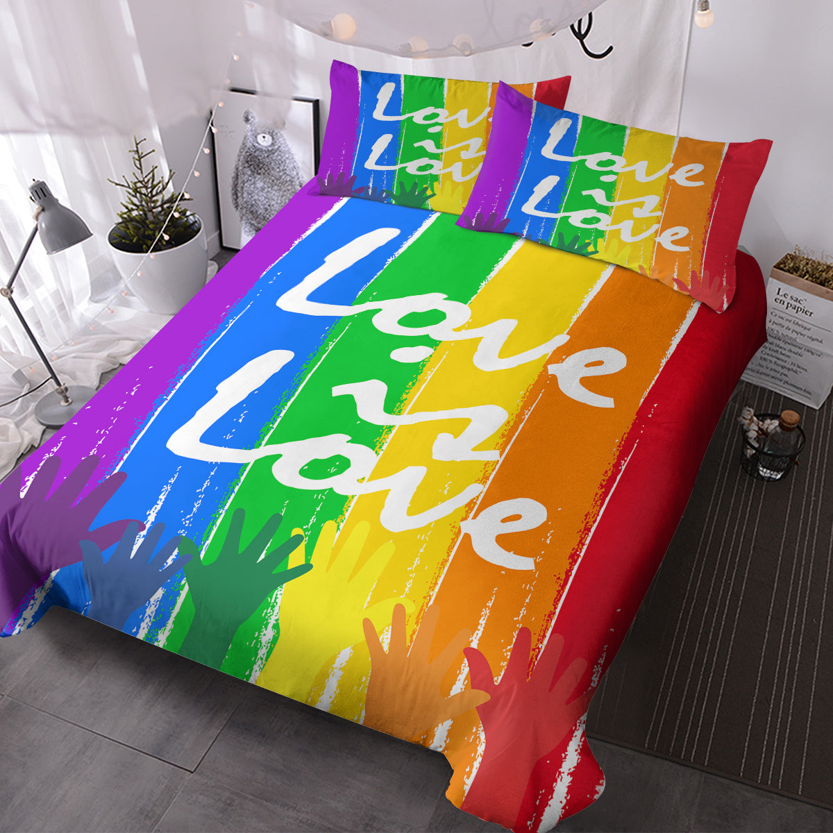3-piece striped duvet cover