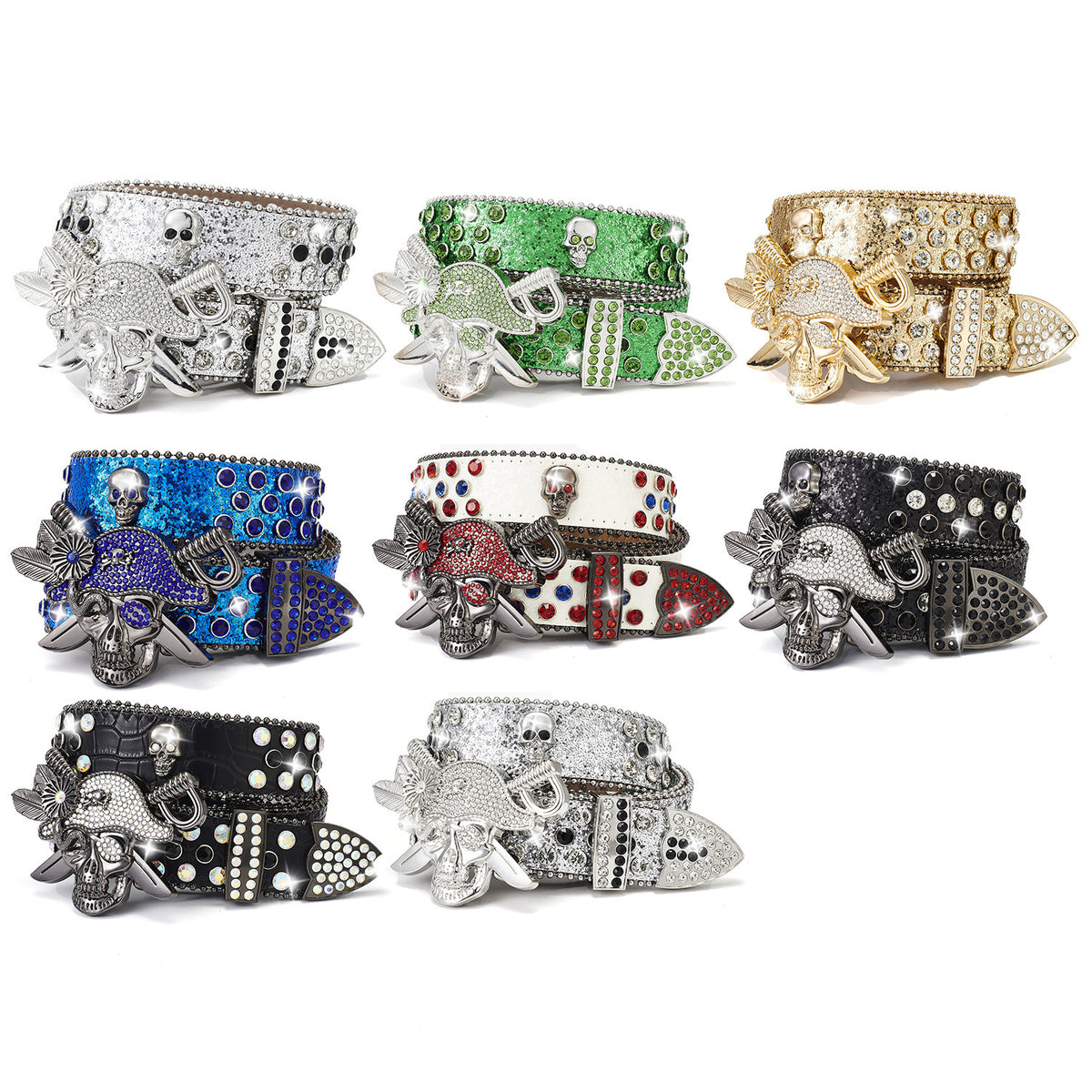 Ceinture de mode Punk Pirate de Strass Punk